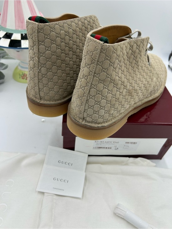 Men\'s Gucci suede GG embossed desert boots size 12 made in Italy main image 5